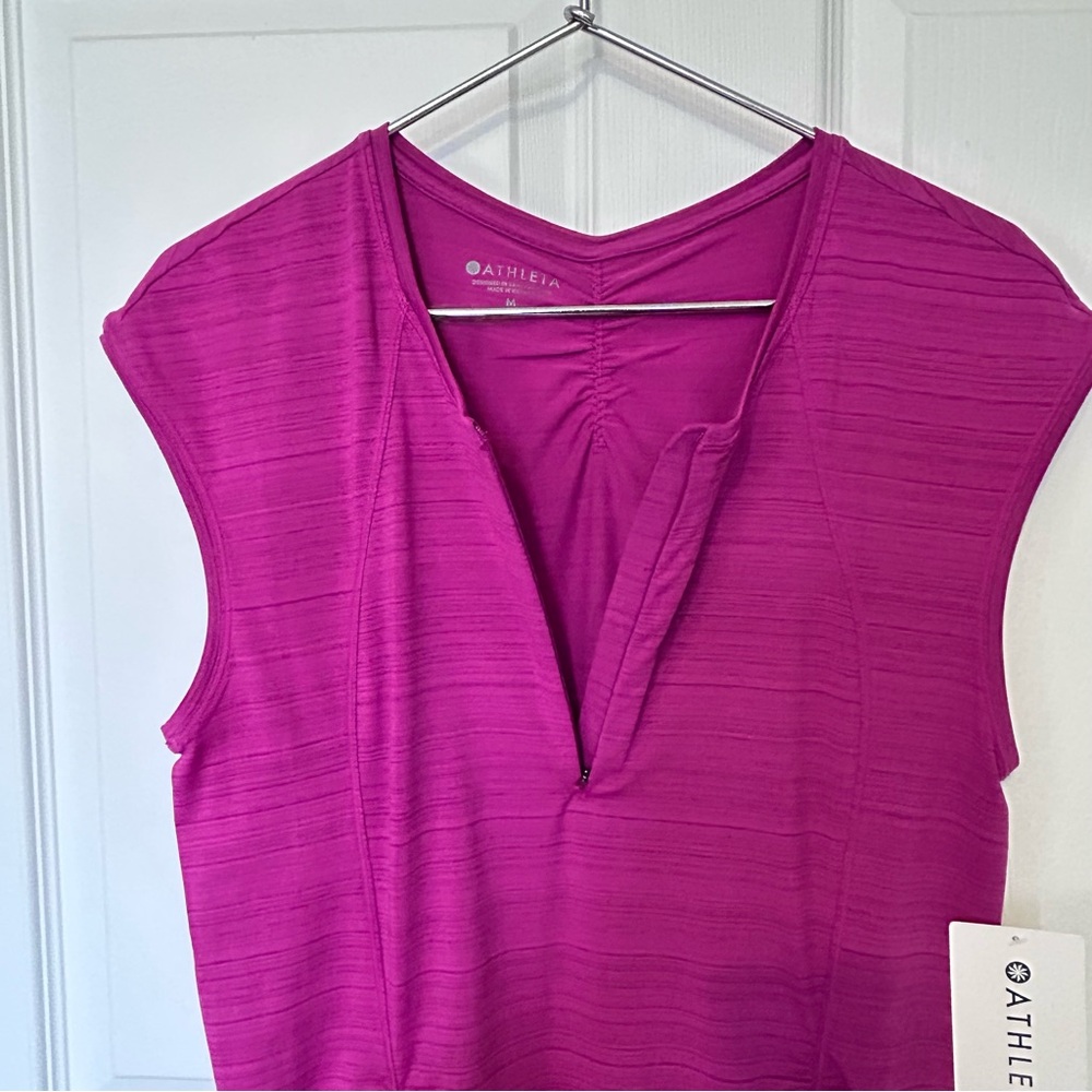Athleta Pacifica Contoured Quarter Zip Tank UPF - Magenta Sz Medium NWT - Picture 5 of 8